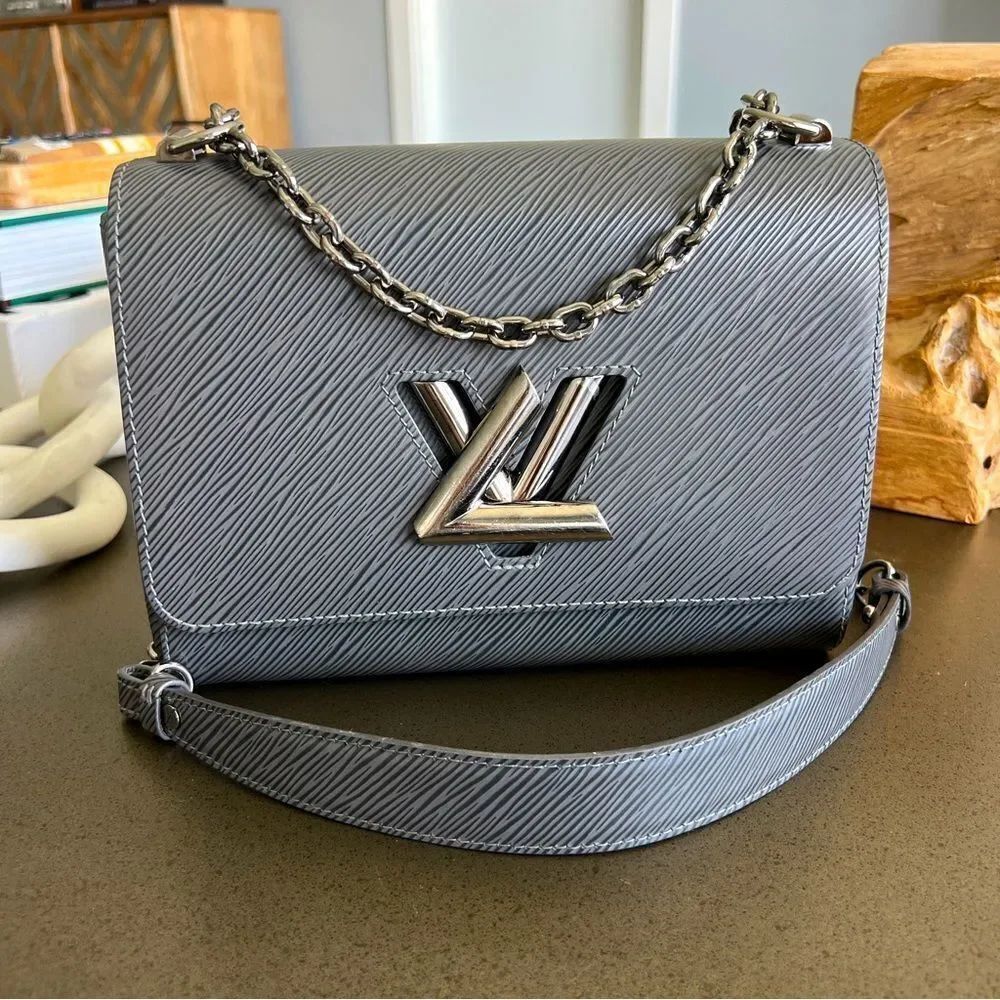 LOUIS VUITTON Authentic Twist MM Gunmetal Silver Color